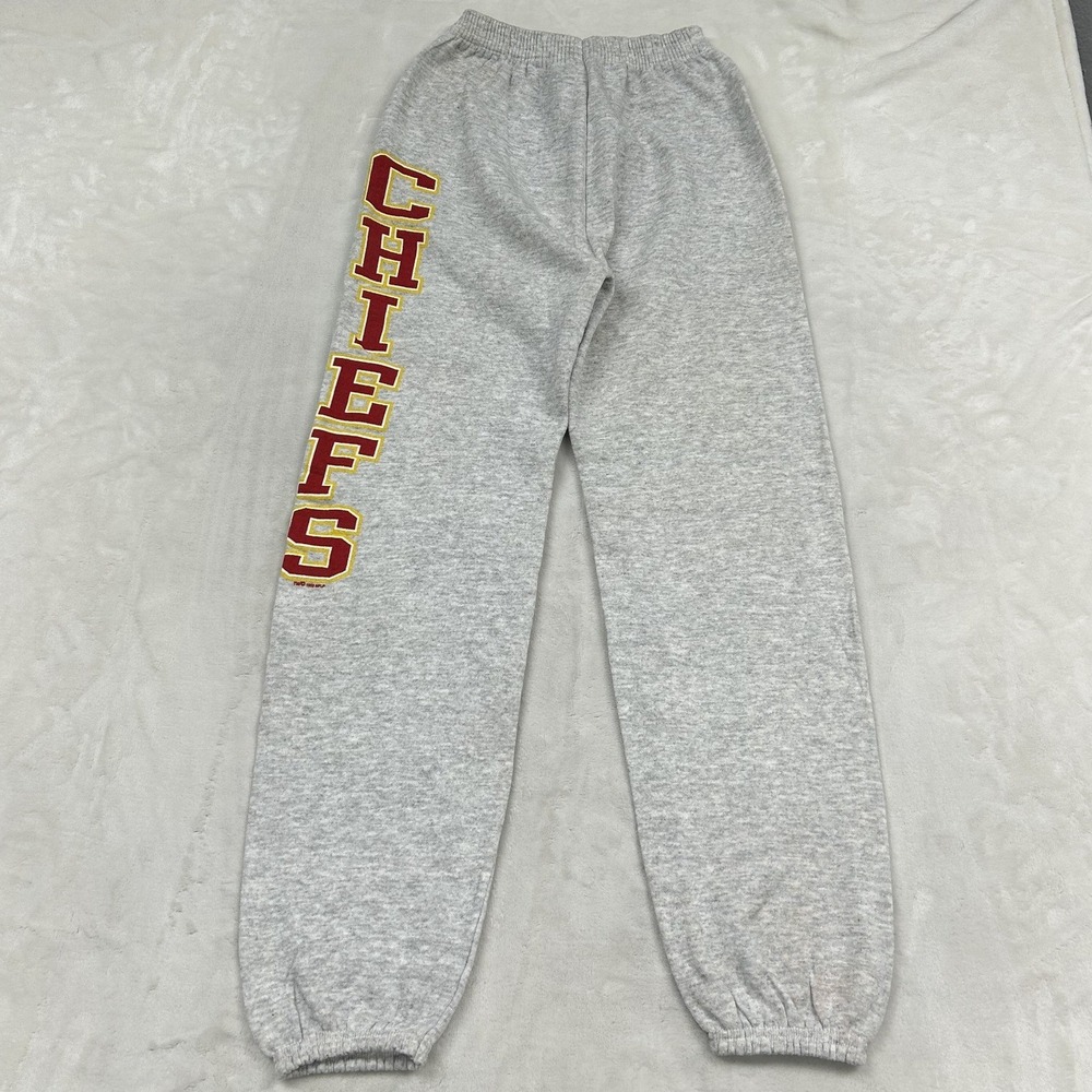 Kansas city chiefs Sweatpants Youth 14-16 Gray Fleece Joggers Vintage USA Made